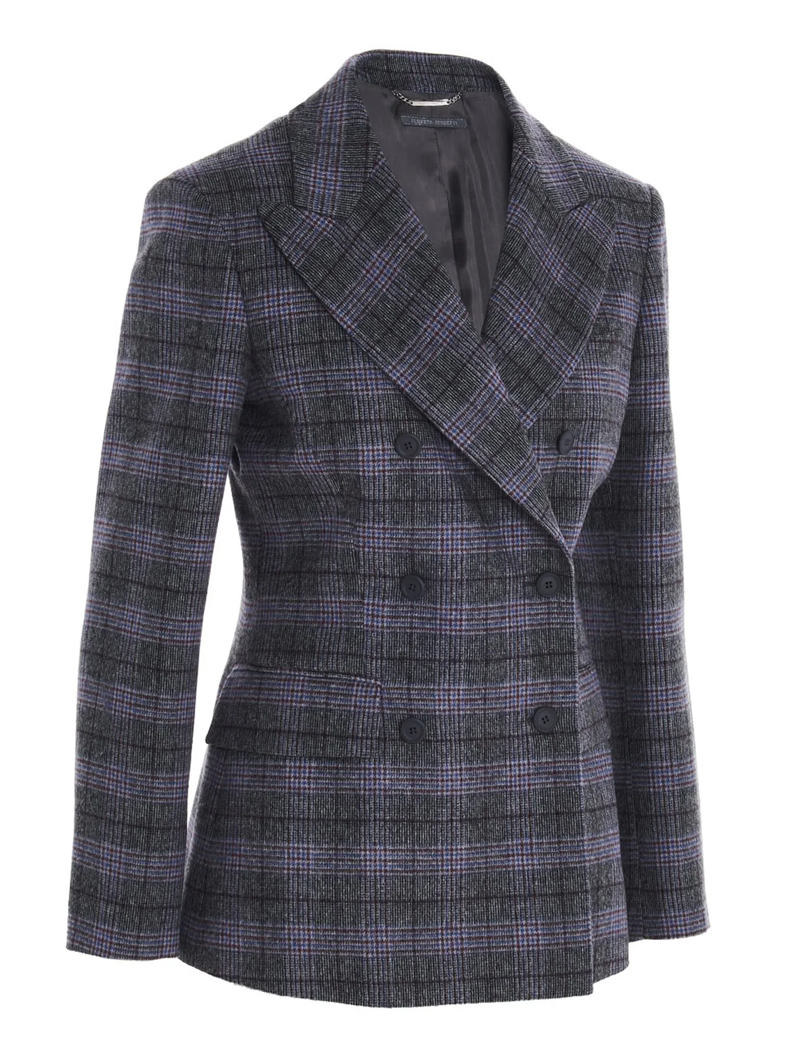 Alberta Ferretti Checked Double-Breasted Blazer