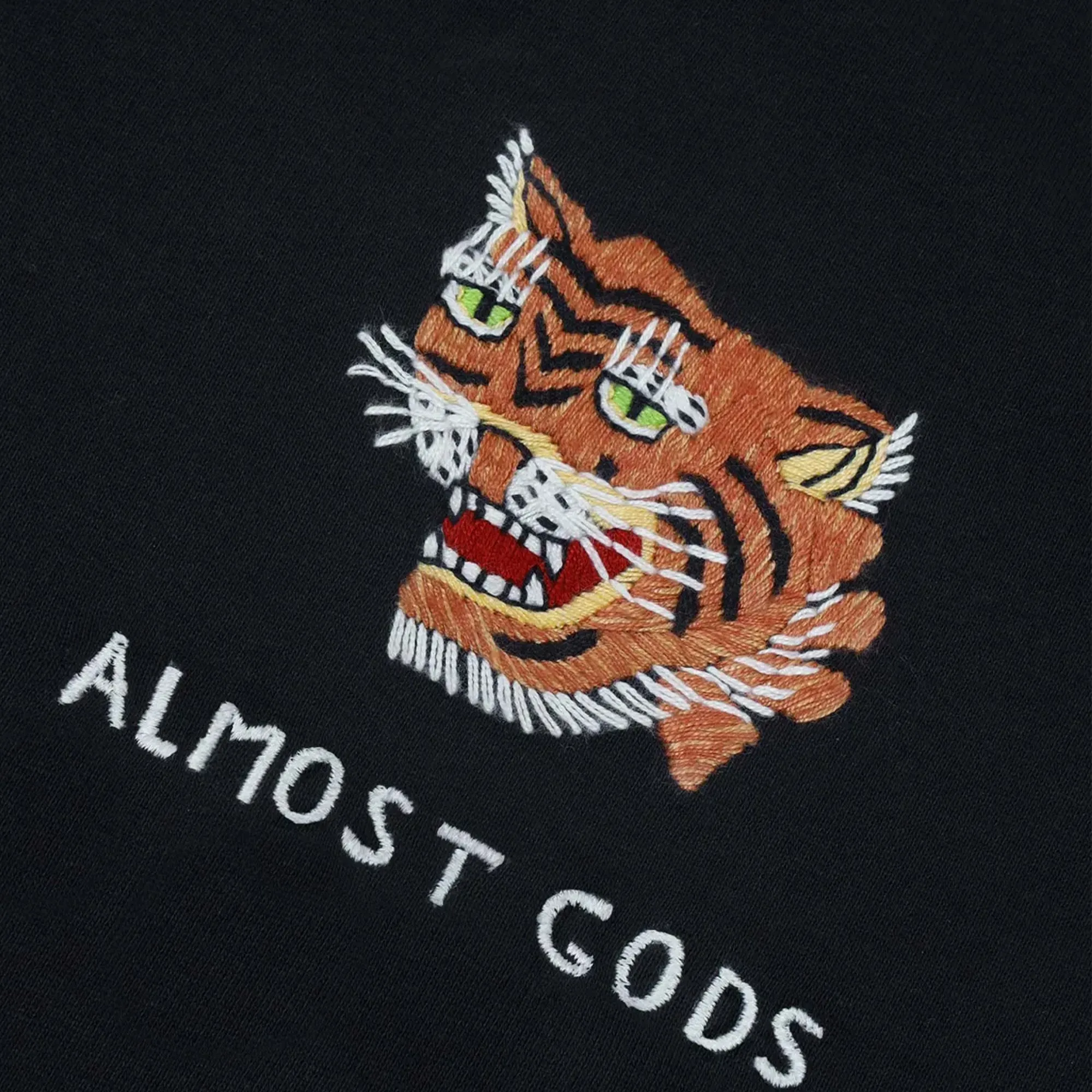 ALMOST GODS | HAND EMBROIDERED SAIGON ZIP HOODIE { BLACK