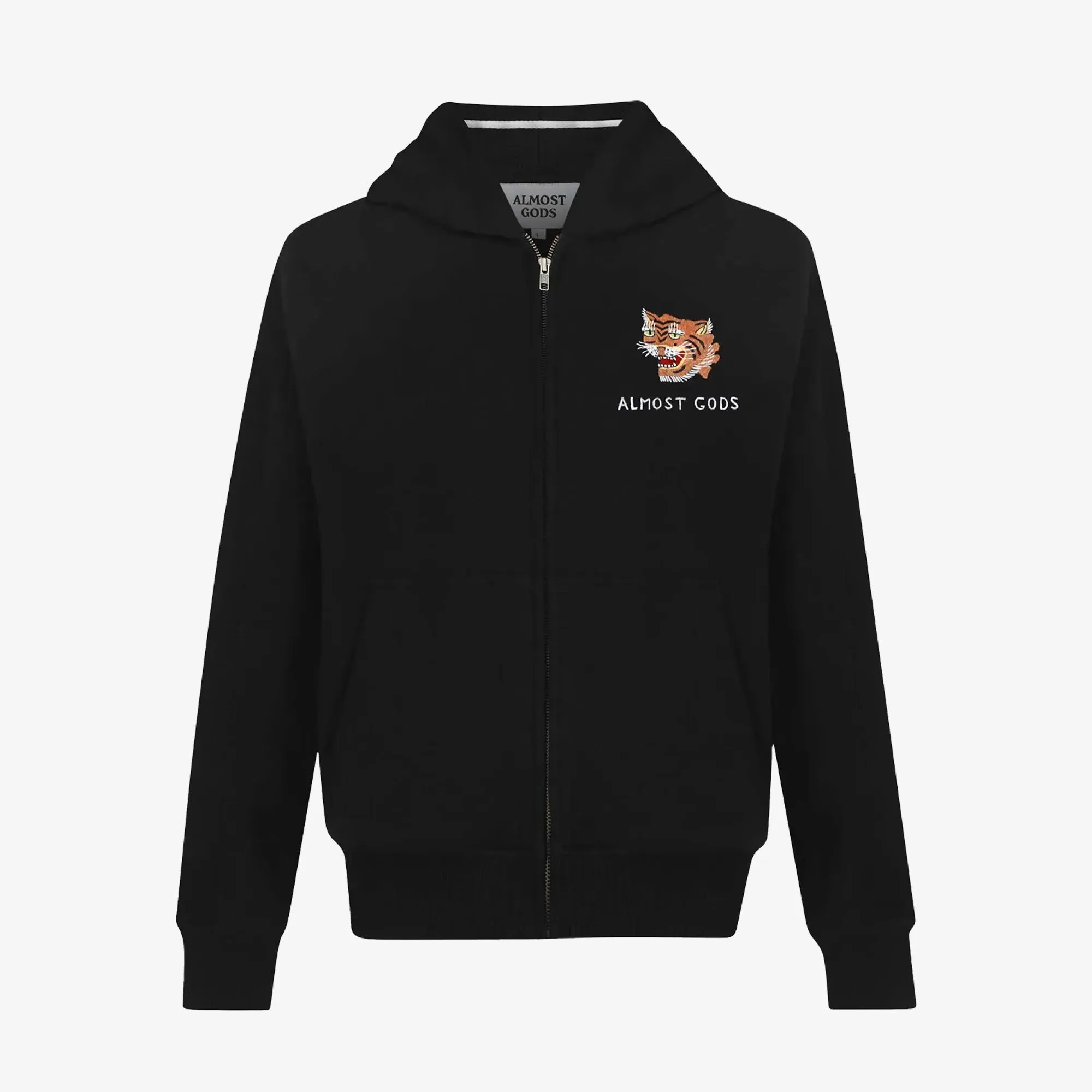 ALMOST GODS | HAND EMBROIDERED SAIGON ZIP HOODIE { BLACK