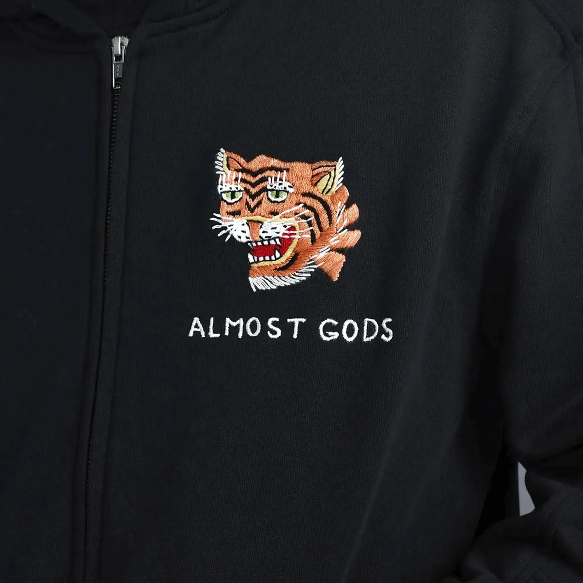 ALMOST GODS | HAND EMBROIDERED SAIGON ZIP HOODIE { BLACK