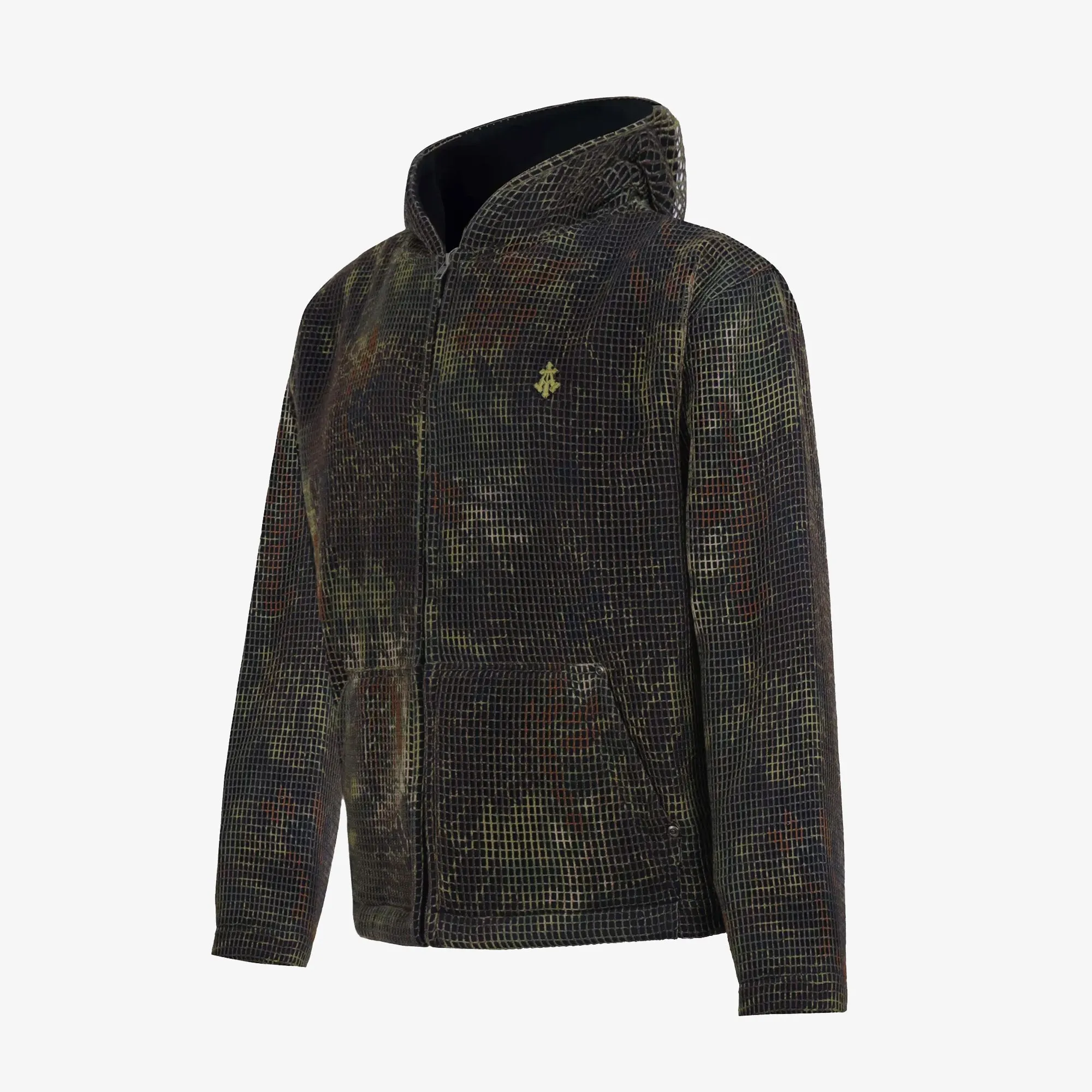 ALMOST GODS | MANDRAKE CAMO NET ZIP HOODIE { BROWN