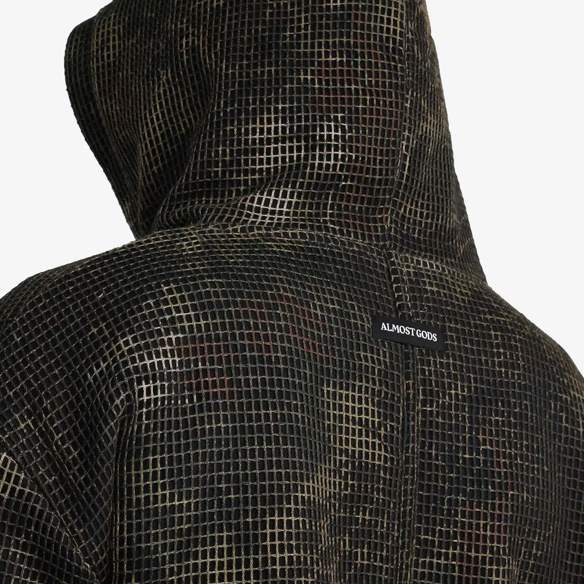 ALMOST GODS | MANDRAKE CAMO NET ZIP HOODIE { BROWN