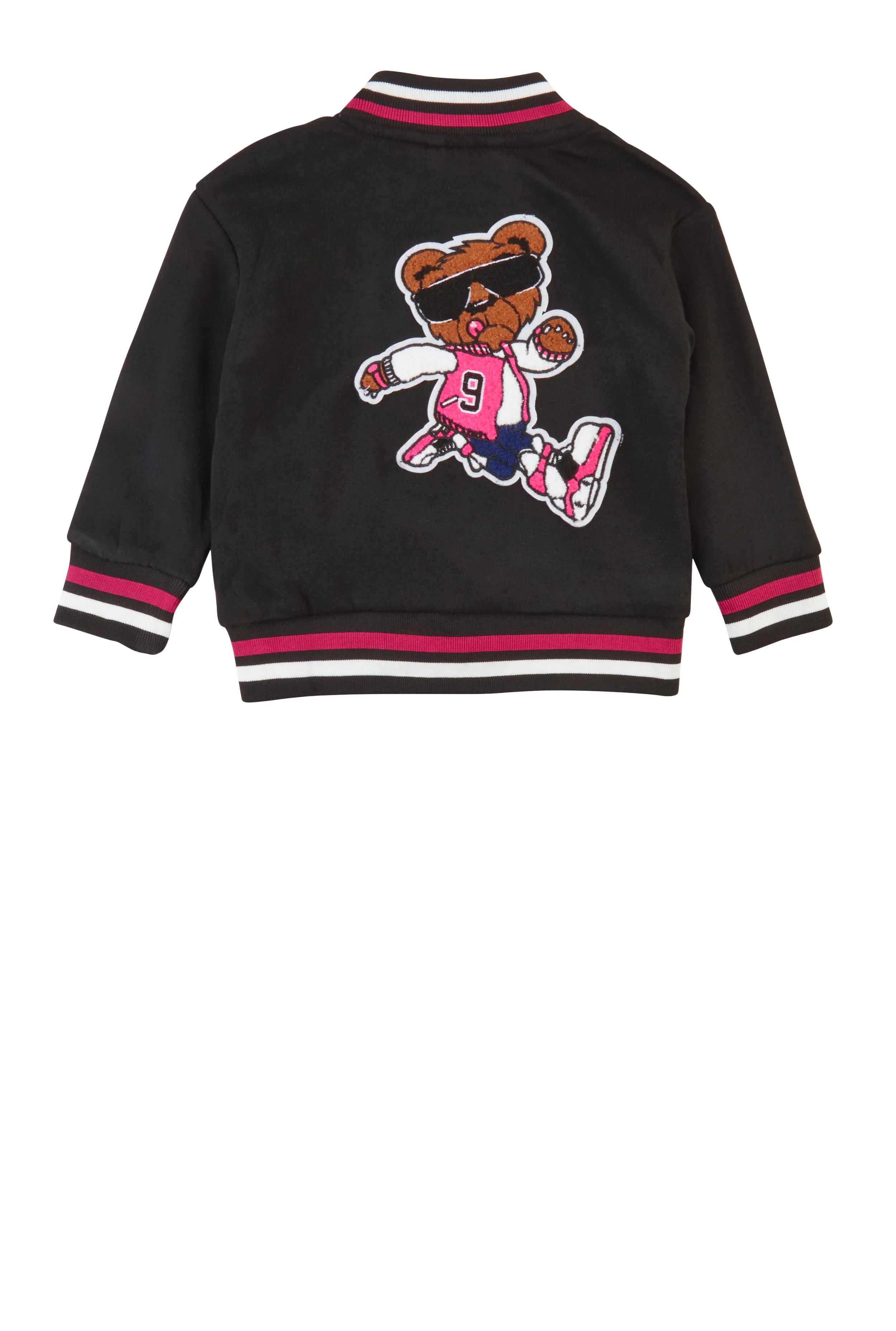 Baby Girls 0-24M Bear Chenille Graphic Varsity Jacket