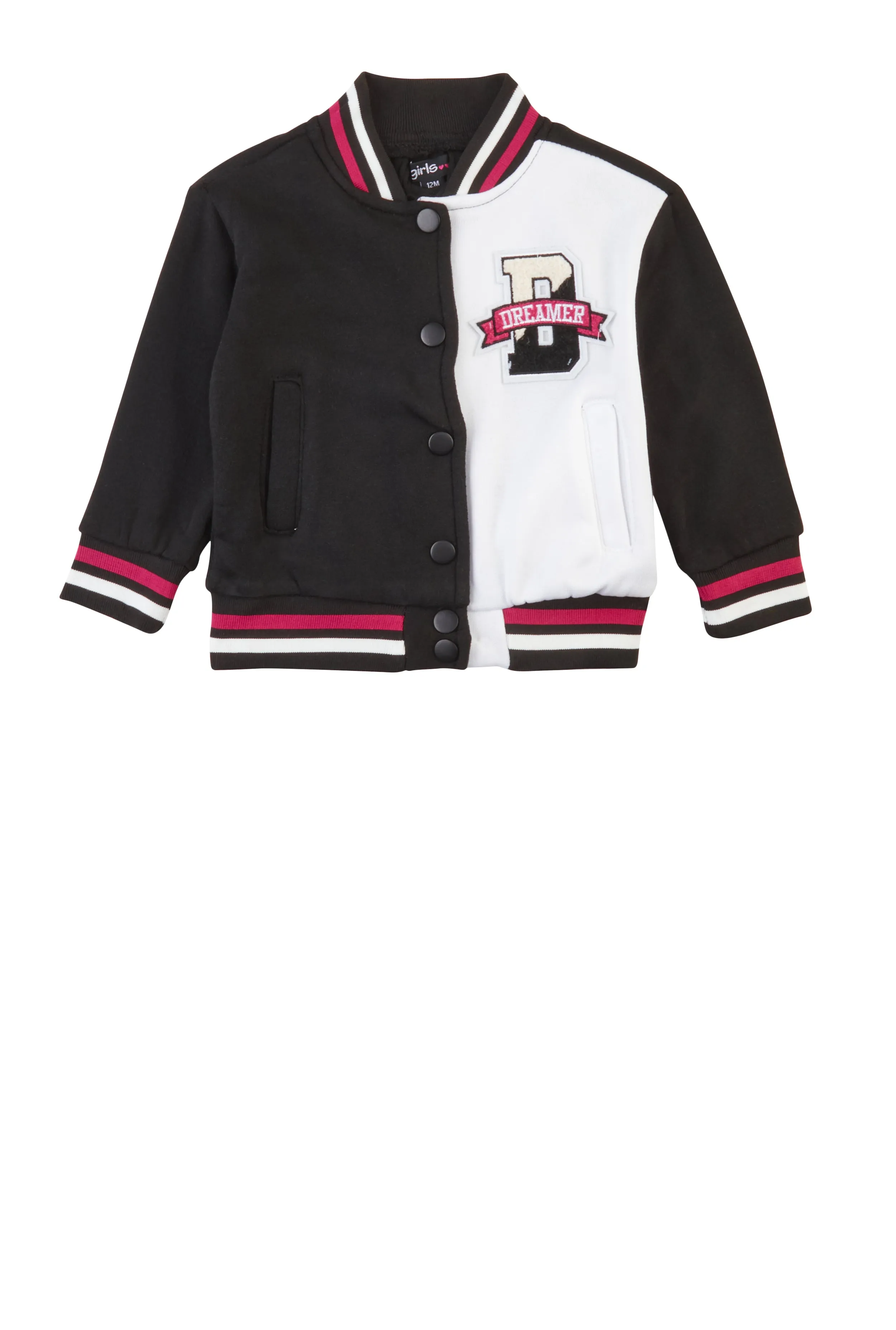 Baby Girls 0-24M Bear Chenille Graphic Varsity Jacket