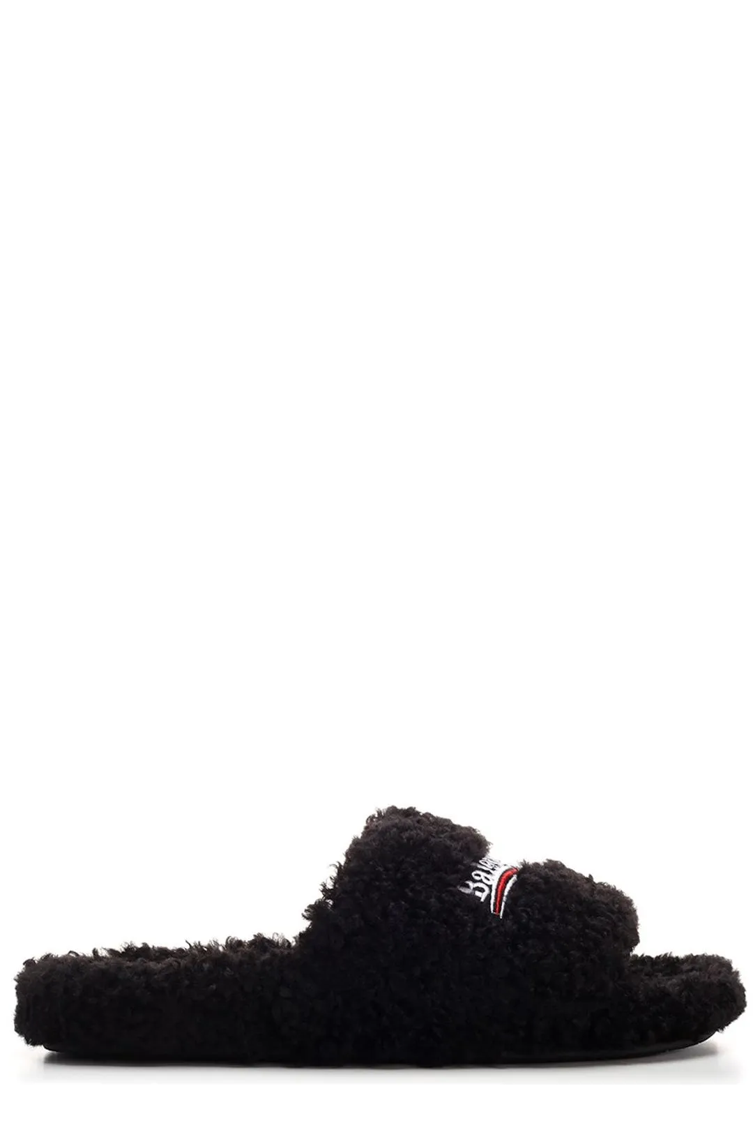 Balenciaga Logo Furry Slides