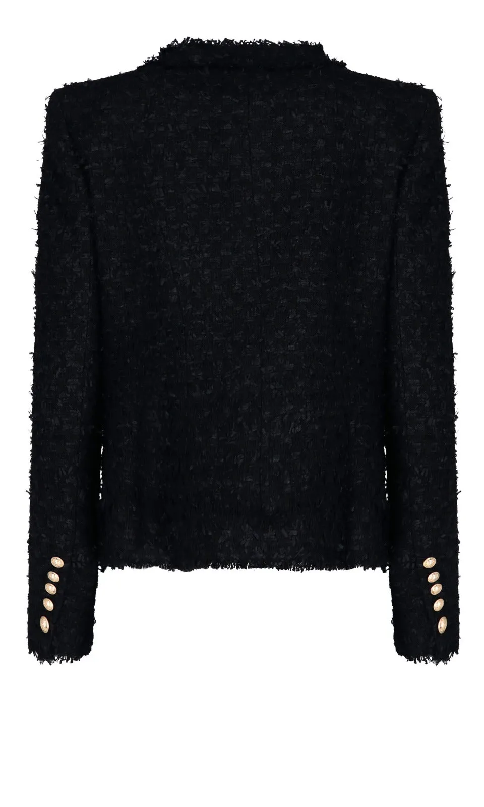 Balmain Tweed Round Neck Buttoned Jacket