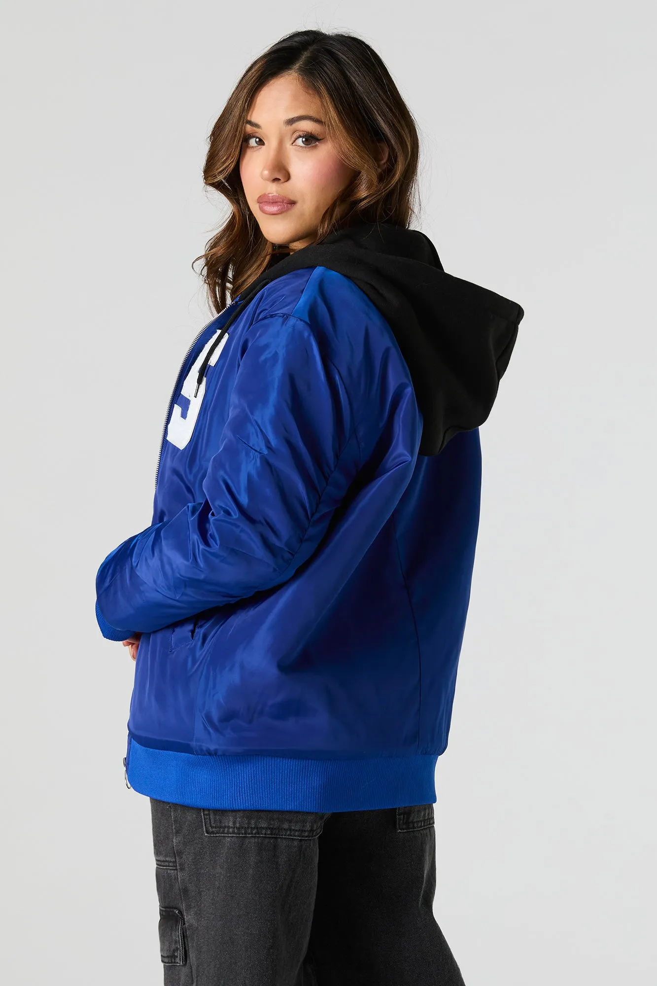 Blouson aviateur en motif brodé Lettre en chenille