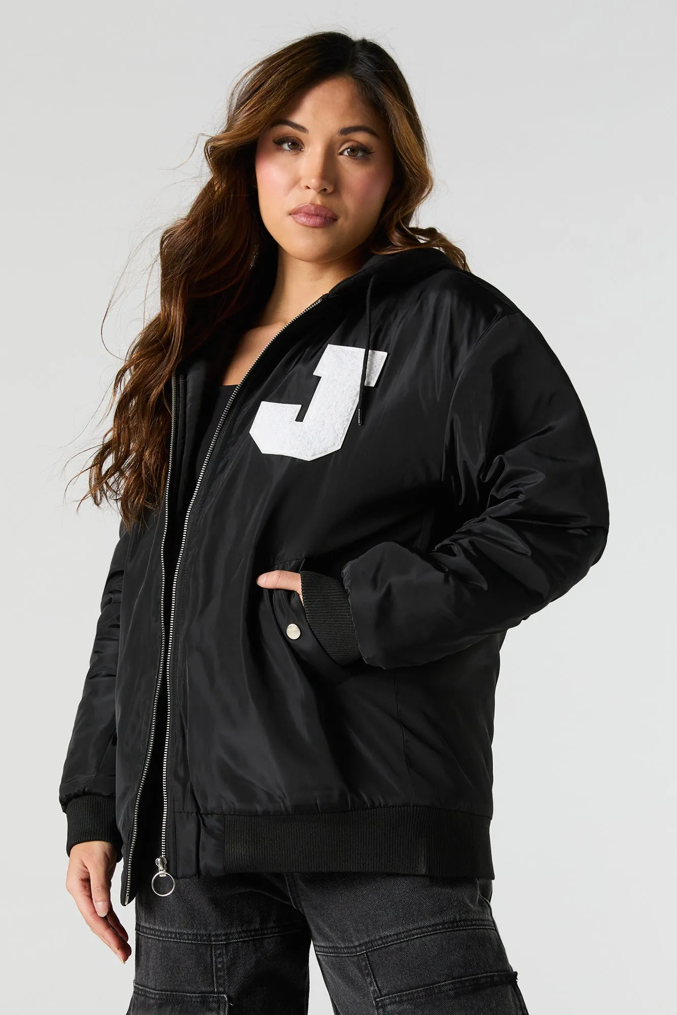 Blouson aviateur en motif brodé Lettre en chenille