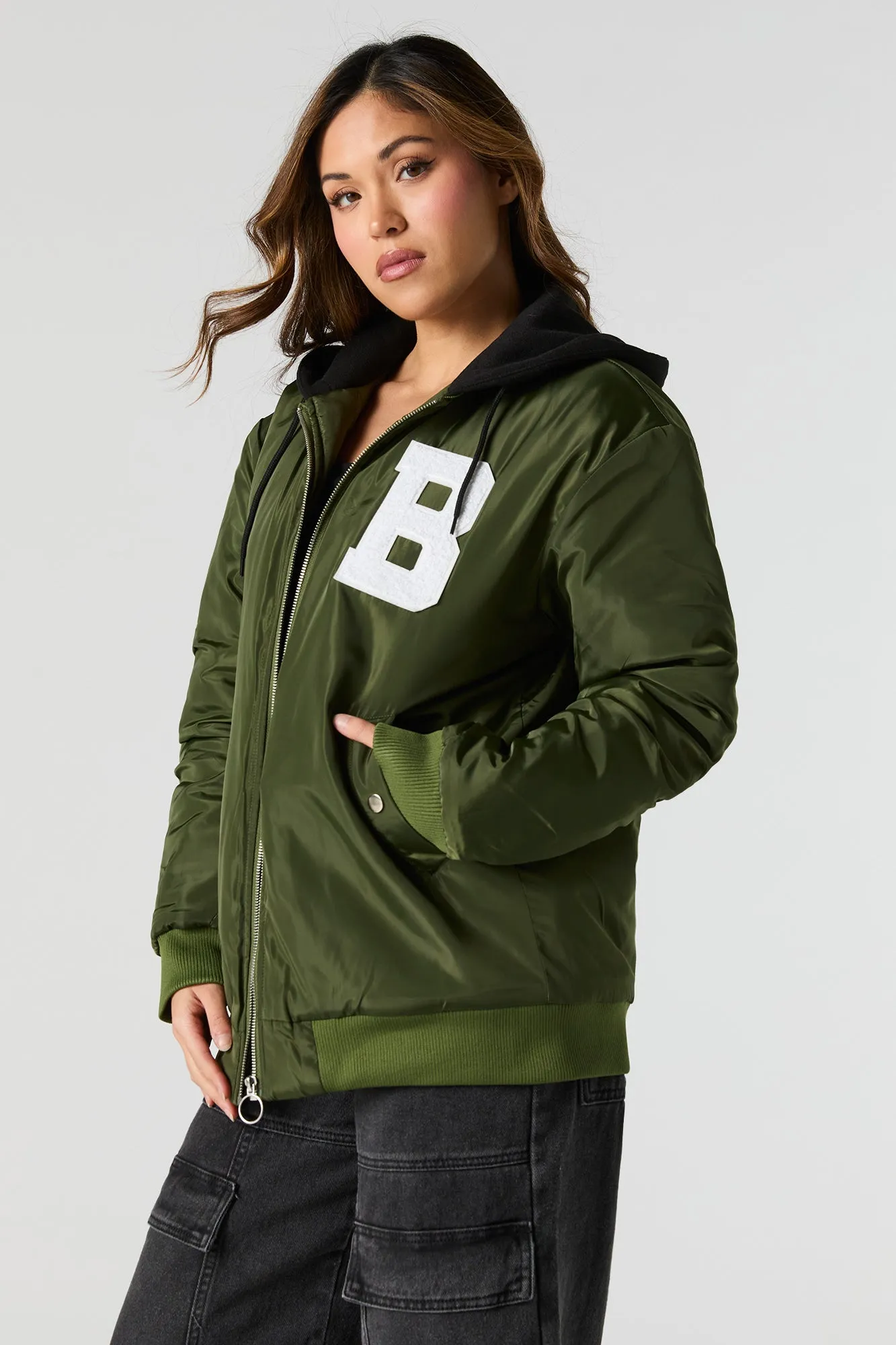 Blouson aviateur en motif brodé Lettre en chenille