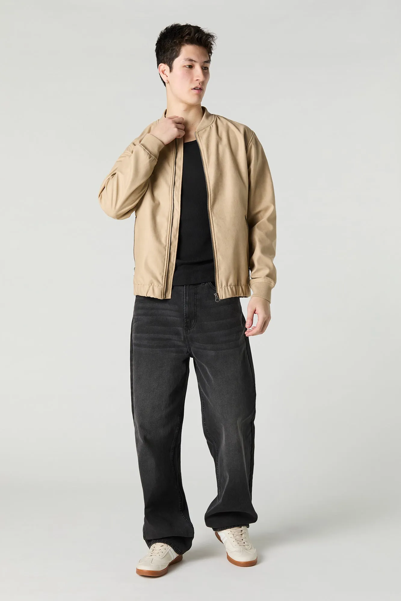Blouson aviateur en similisuède