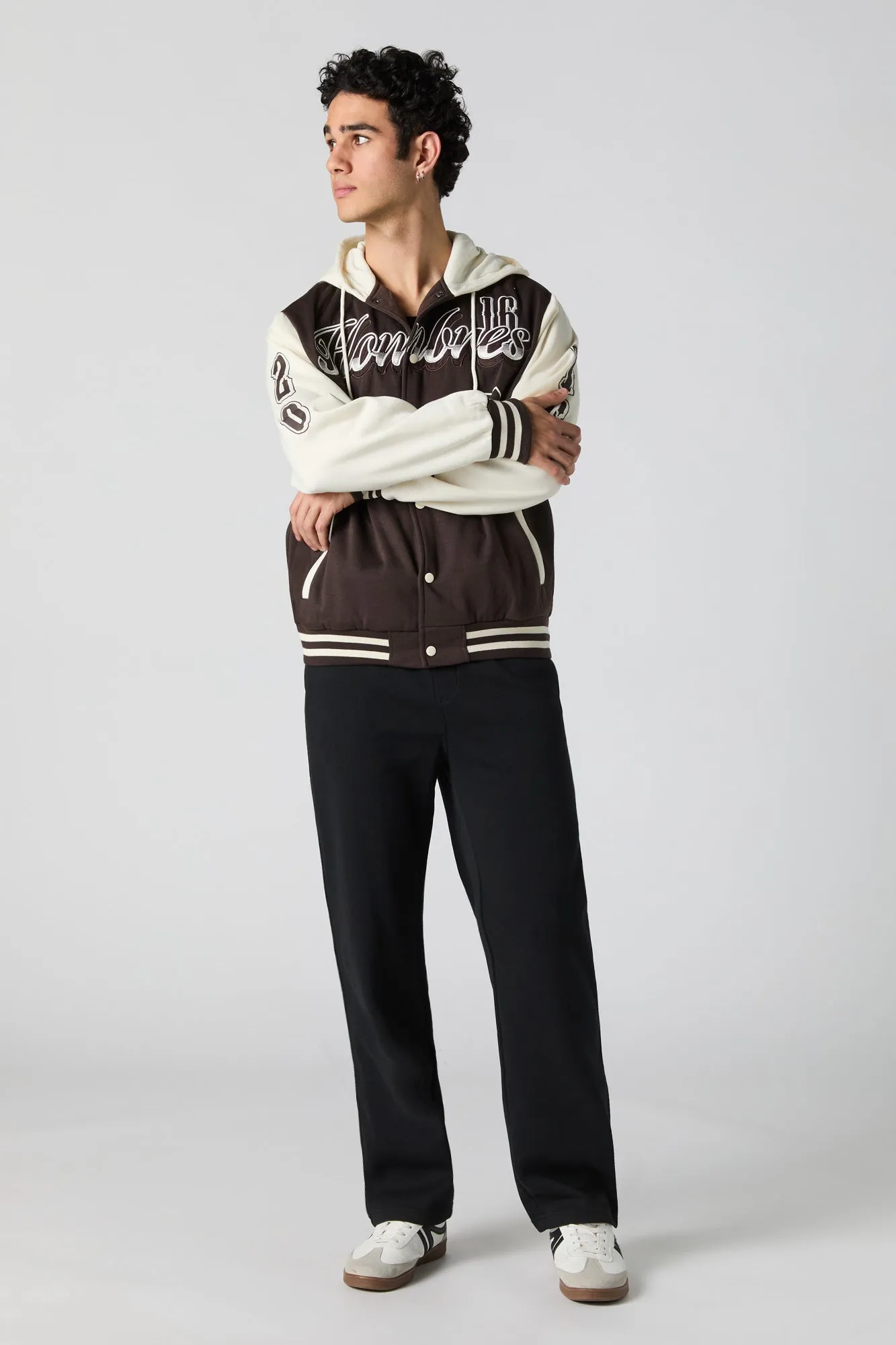 Blouson collégien à broderie en chenille Hombres