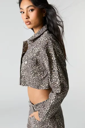 Blouson en denim écourté imprimé