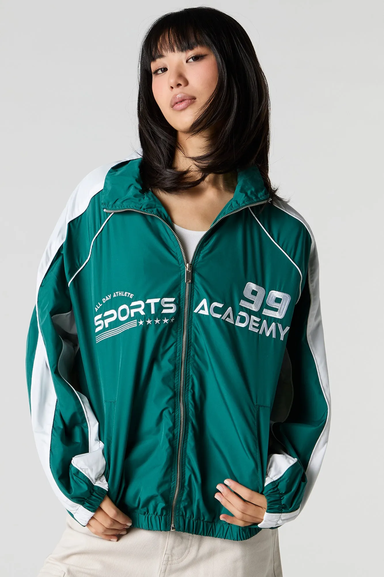 Blouson sport avec motif brodé et fermeture à glissière