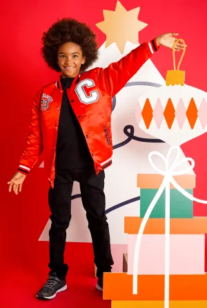 Boys Athletic Graphic Varsity Bomber Jacket