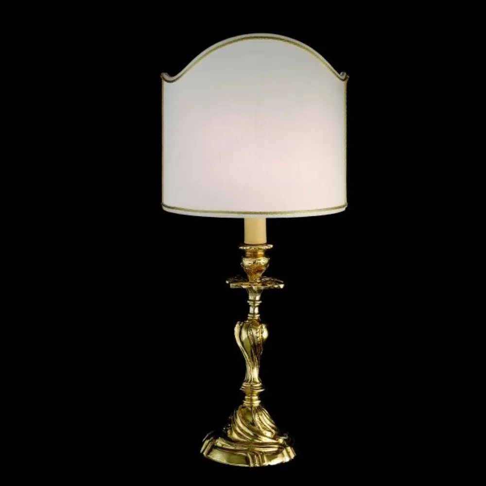 Brass Table Light With White Venetian-Style Shade