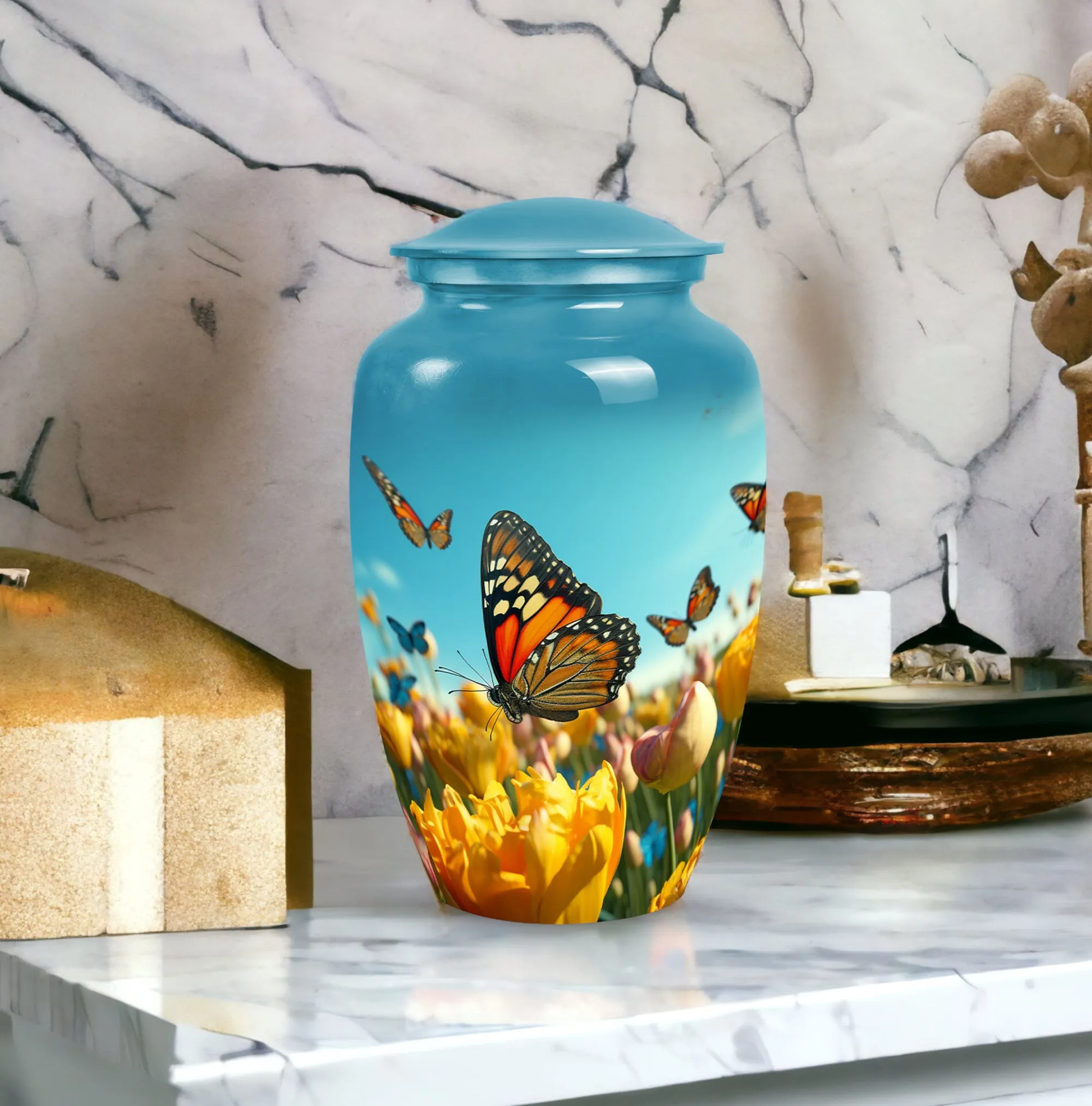 Butterflies Fly In A Meadow Funeral Urns Size 10inch