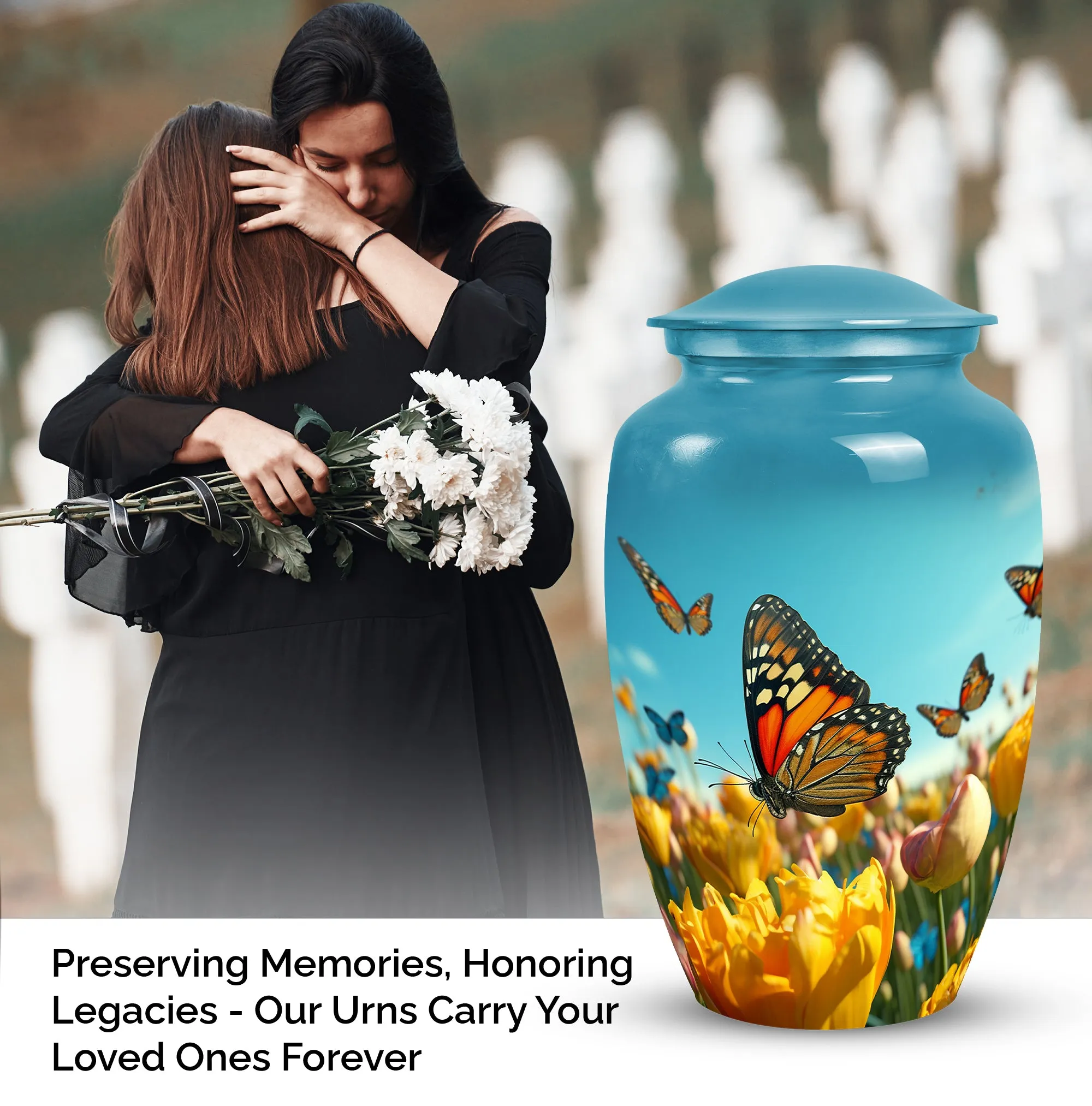 Butterflies Fly In A Meadow Funeral Urns Size 10inch