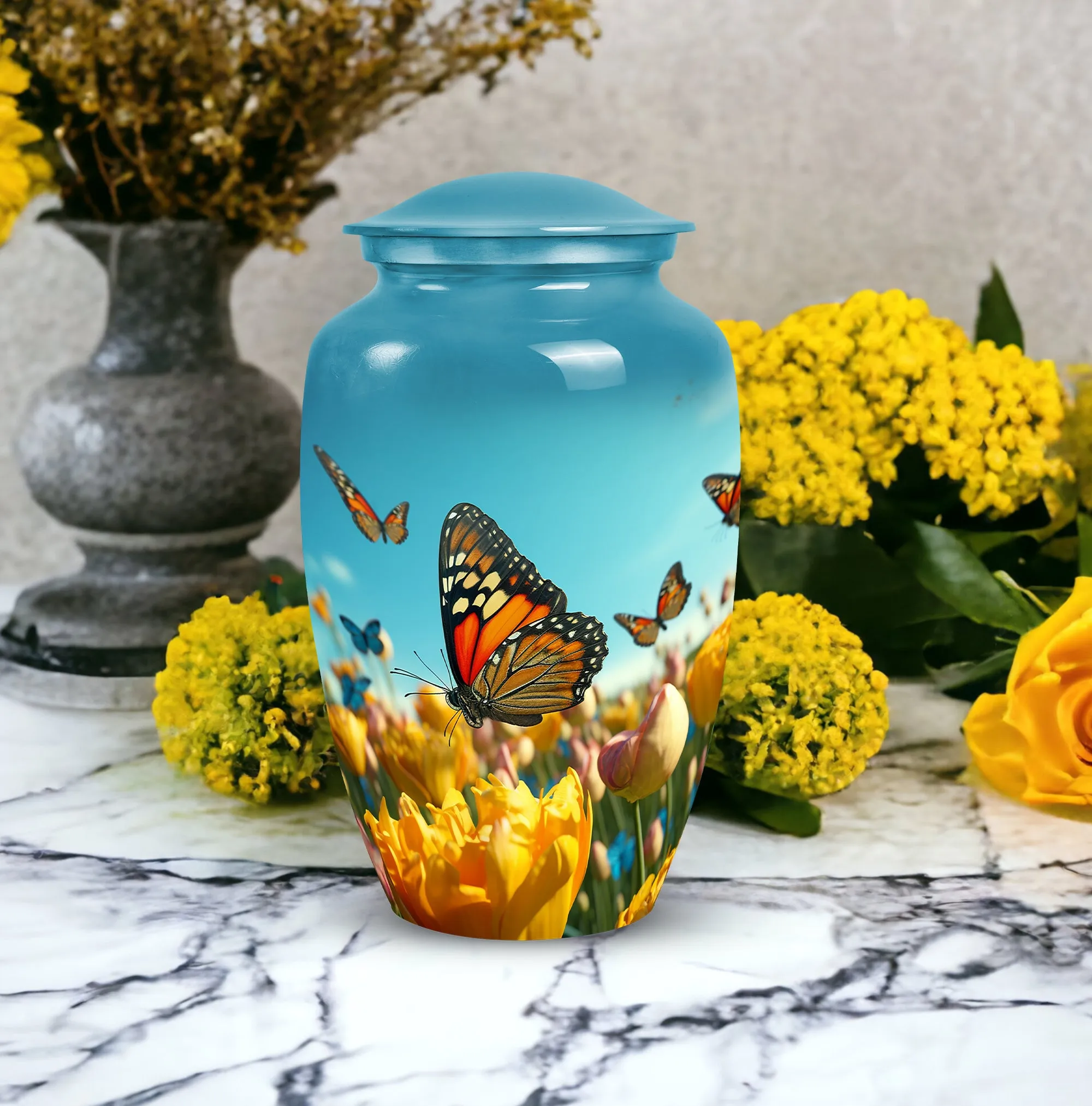 Butterflies Fly In A Meadow Funeral Urns Size 10inch