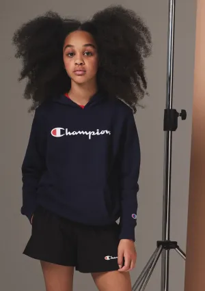 Champion Junior Script Hoodie Navy