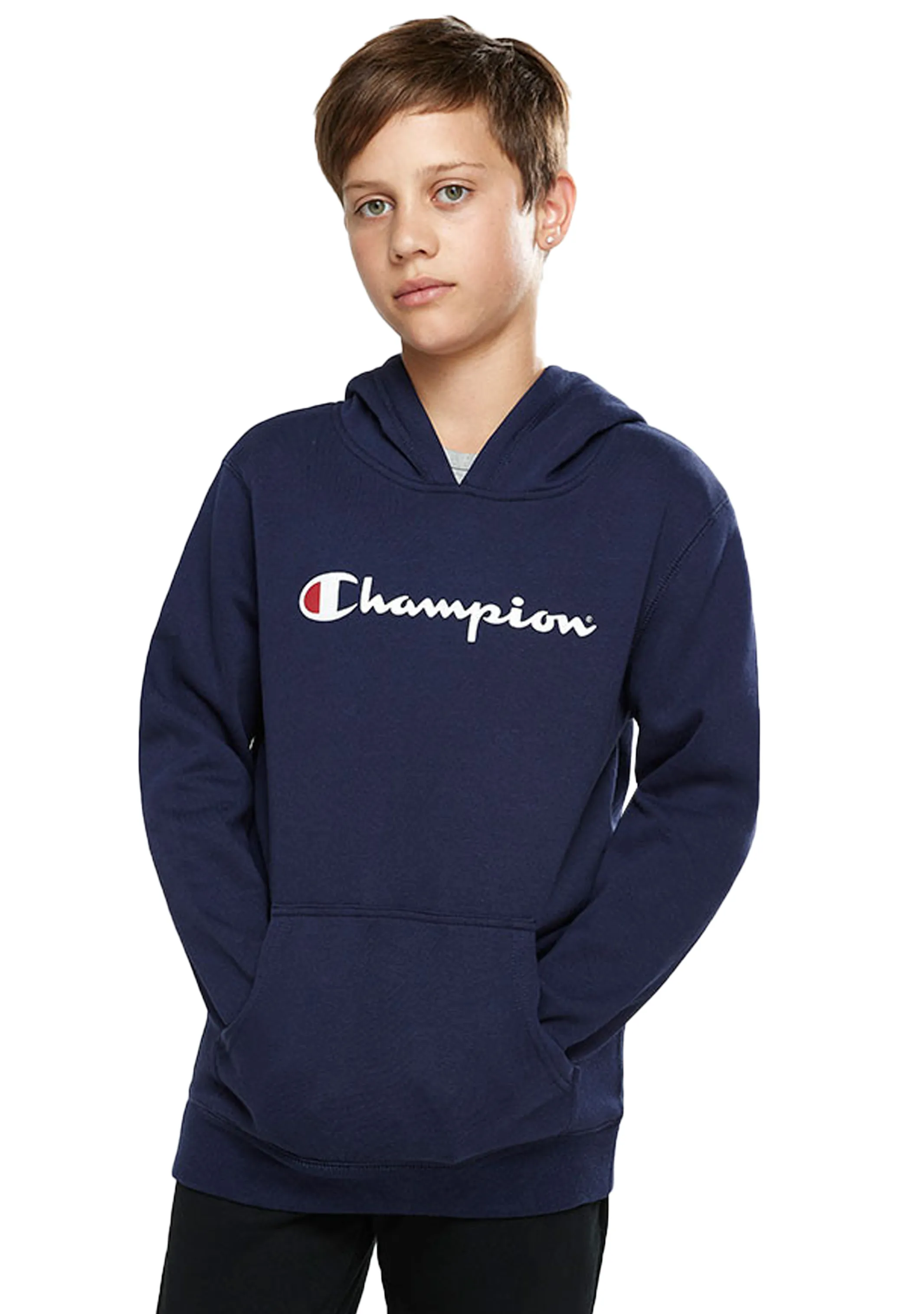 Champion Junior Script Hoodie Navy