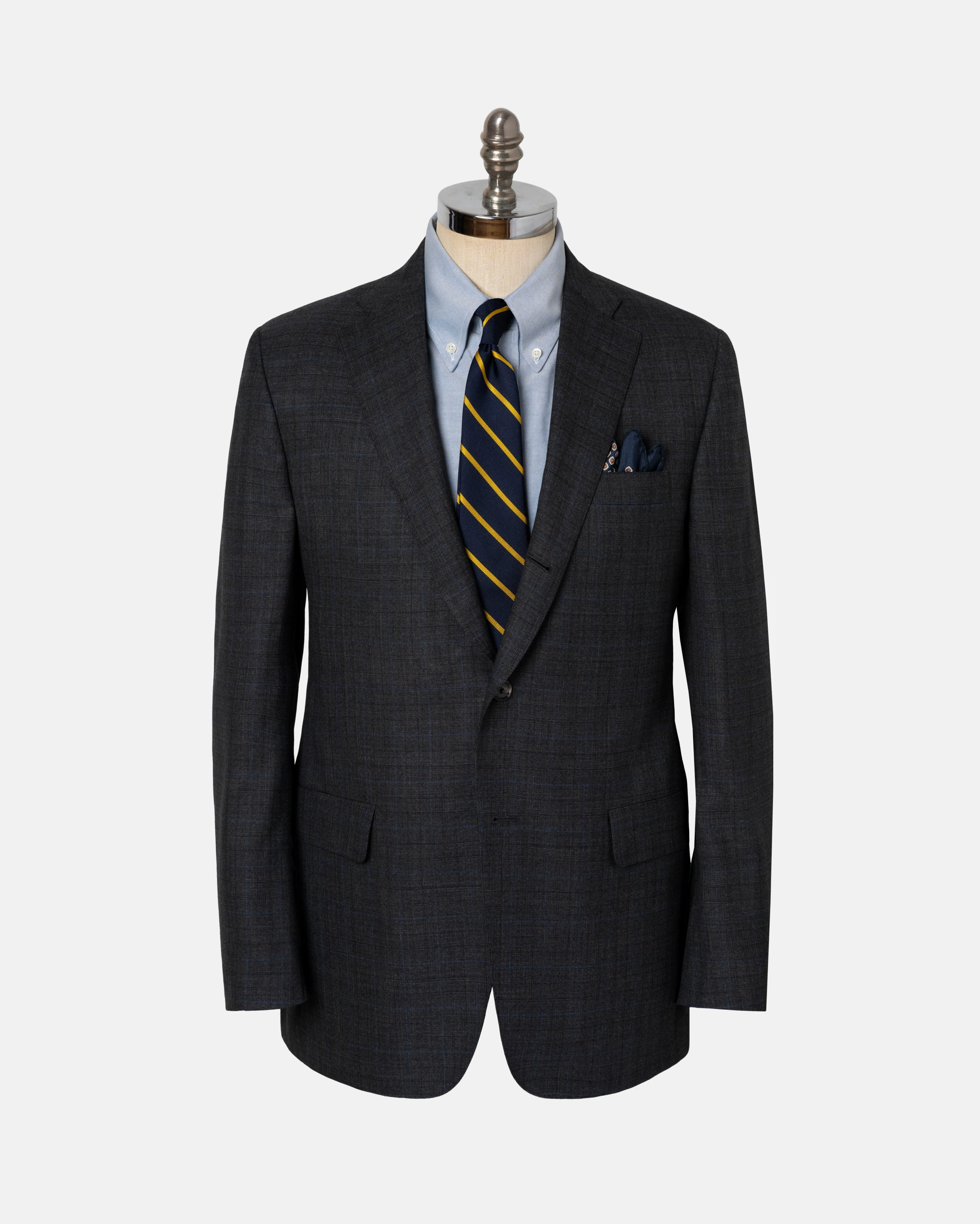 CHARCOAL/BLUE SHADOW PLAID SUIT