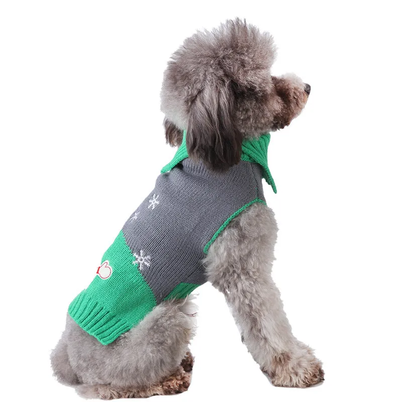 Christmas pet clothes gray-green snowman elk autumn and winter knitted sweater