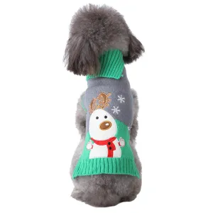 Christmas pet clothes gray-green snowman elk autumn and winter knitted sweater