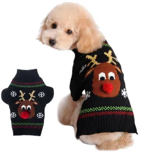 Christmas pet sweater red nosed deer cat and dog clothes winter clothes