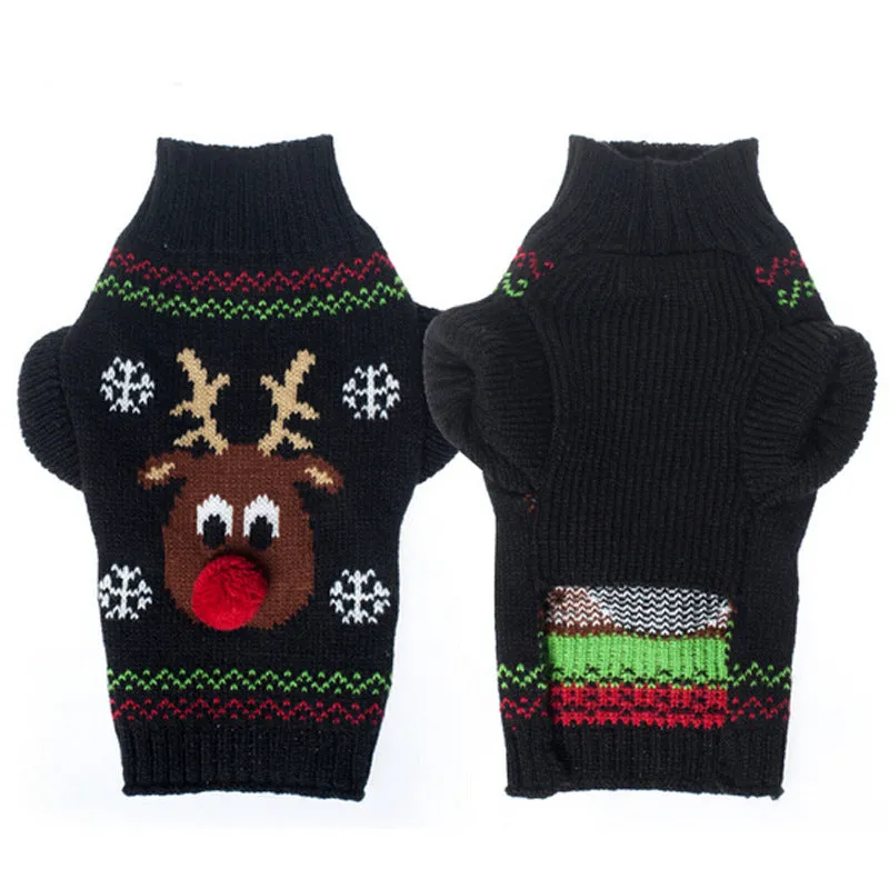 Christmas pet sweater red nosed deer cat and dog clothes winter clothes