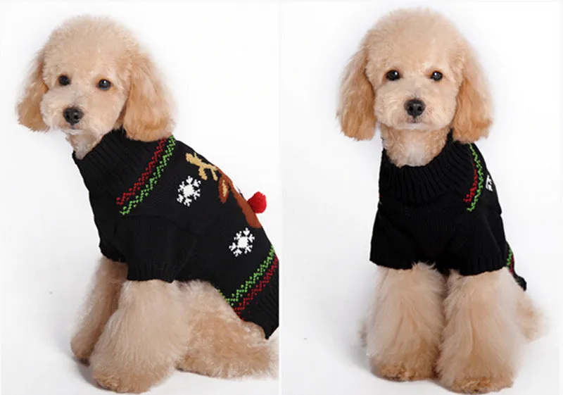 Christmas pet sweater red nosed deer cat and dog clothes winter clothes