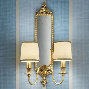 Classic Brass Double Wall Light With Mirror