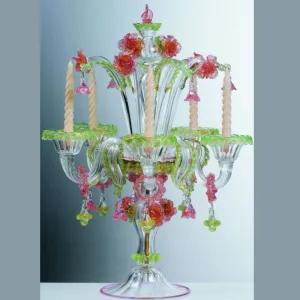Colourful Murano Glass Chandelier Or Flambeau Lamp