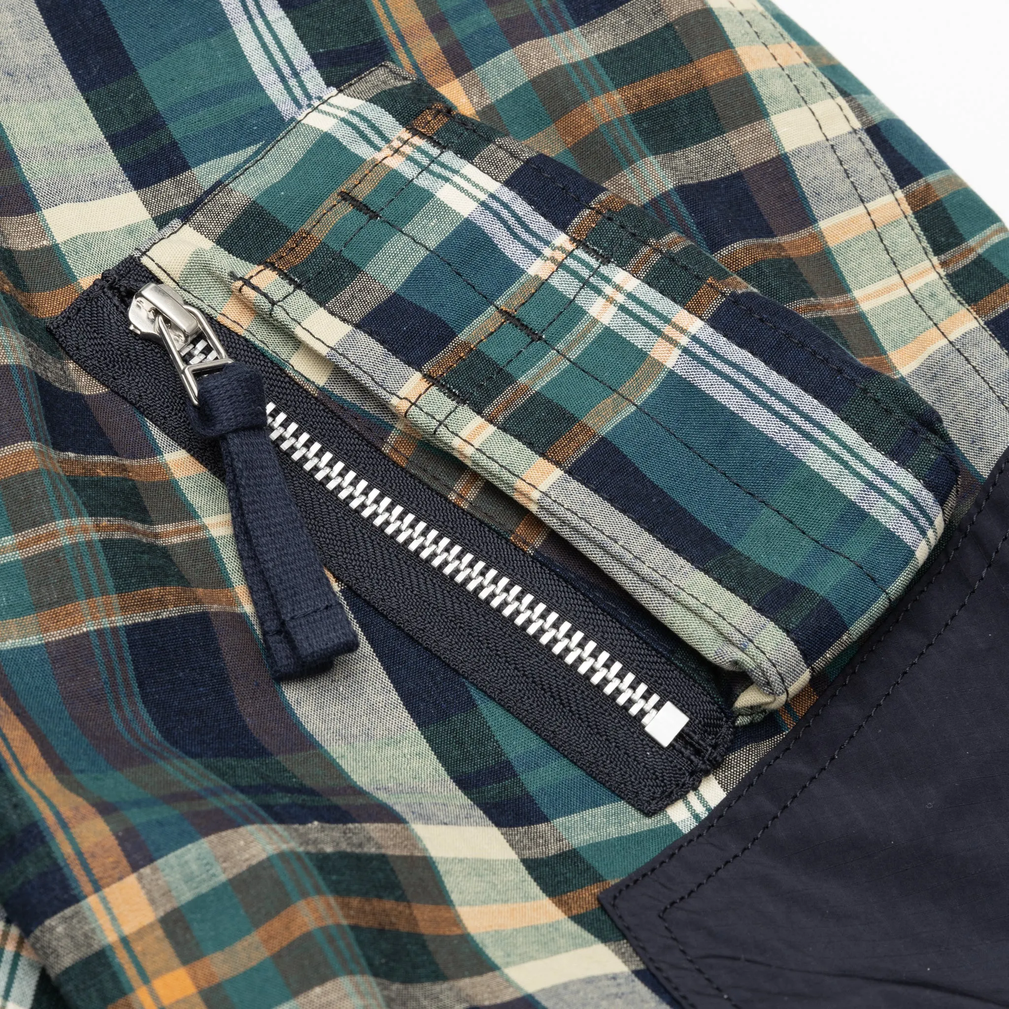 COTTON LINEN CHECK TRIPLE LAYER JACKET