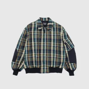 COTTON LINEN CHECK TRIPLE LAYER JACKET