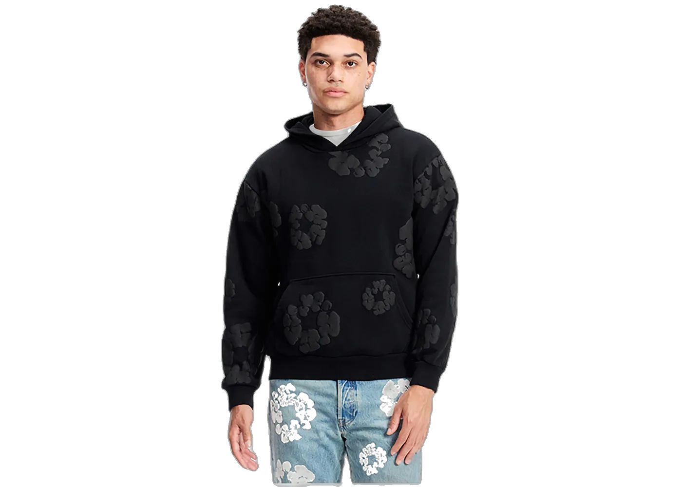 Denim Tears Cotton Wreath Hoodie Black Monochrome