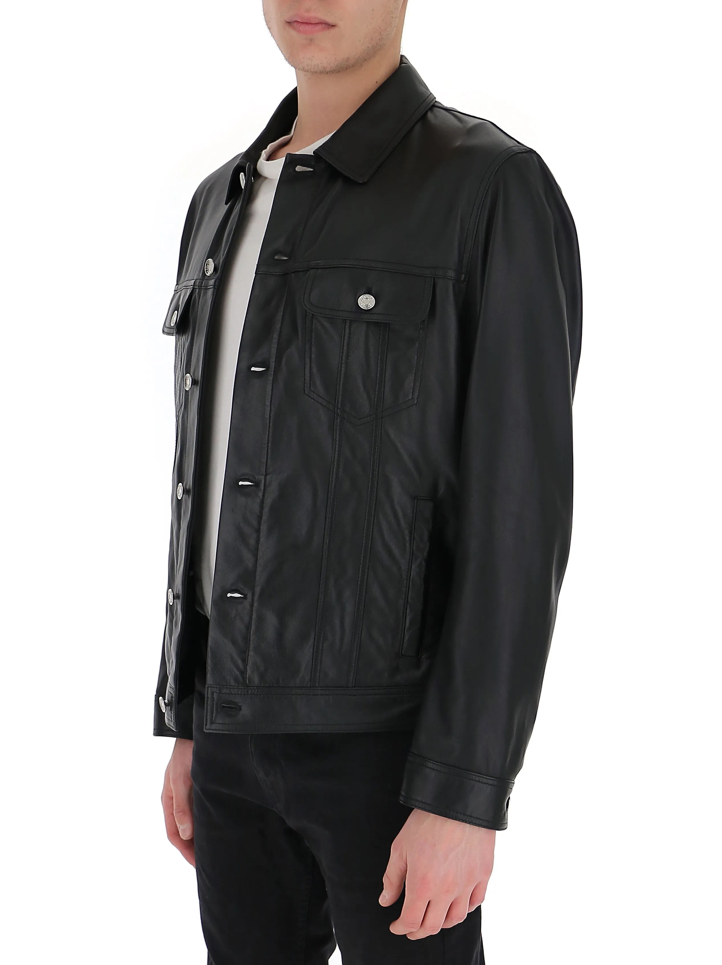 Dolce & Gabbana Buttoned Leather Jacket