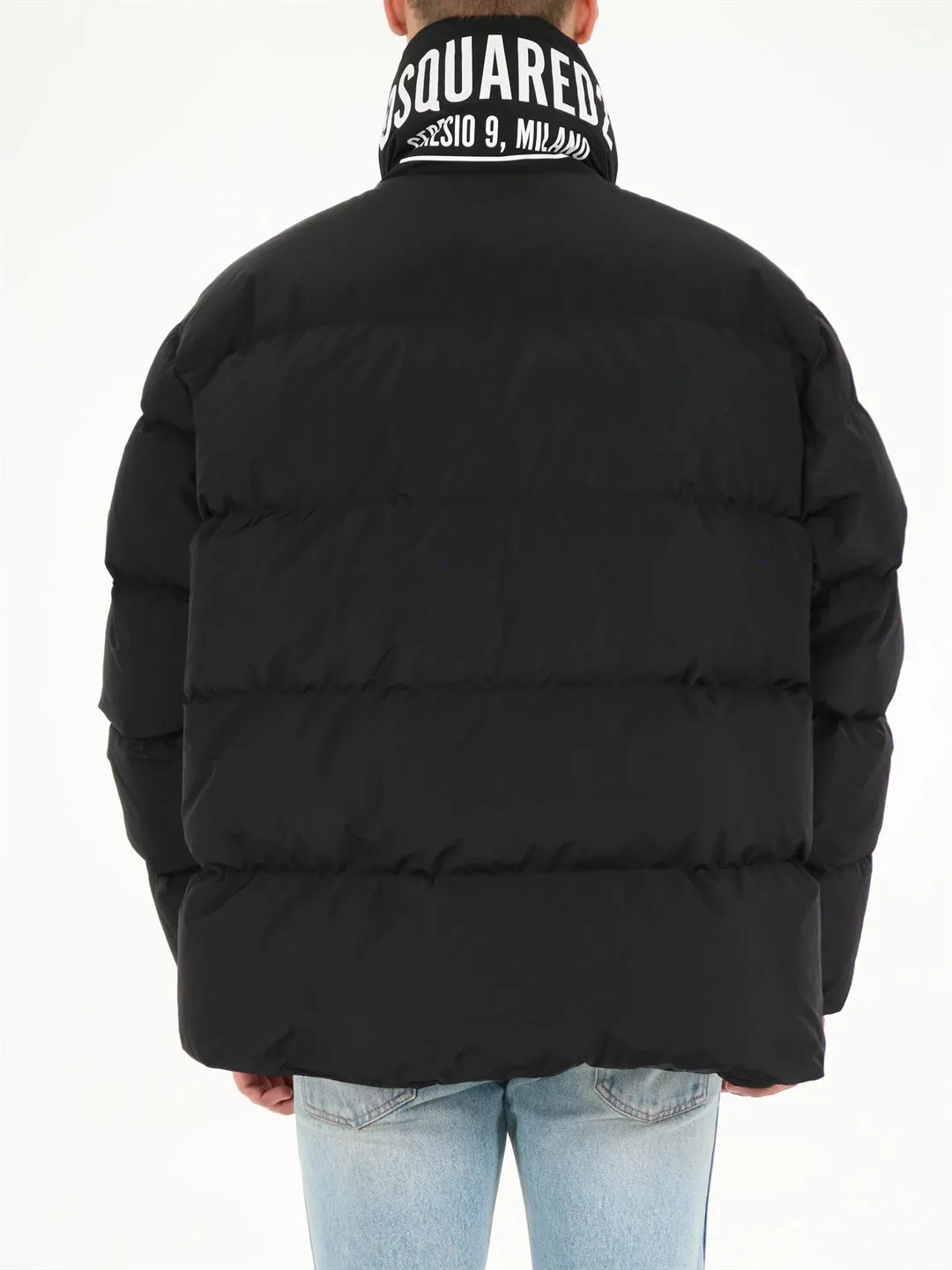 Dsquared2 Logo Printed Drawstring Puffer Jacket