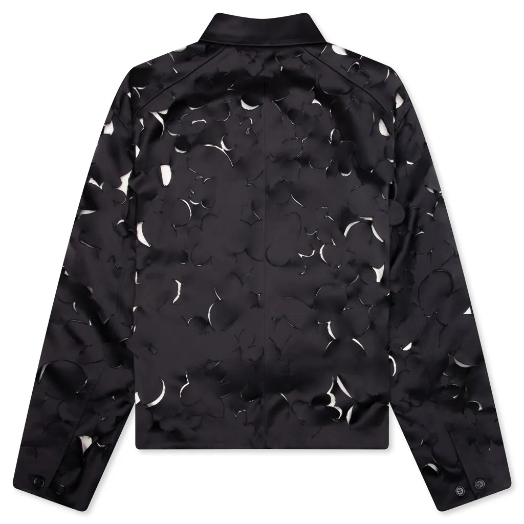 Duchess Satin Jacket With Cut-Out Detail - Black