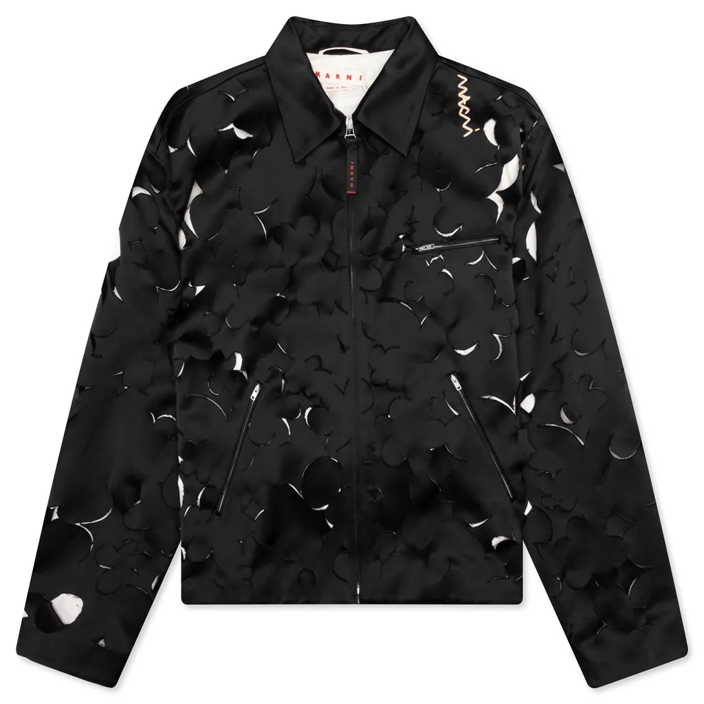 Duchess Satin Jacket With Cut-Out Detail - Black