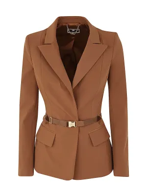 Elisabetta Franchi V-Neck Belted Blazer
