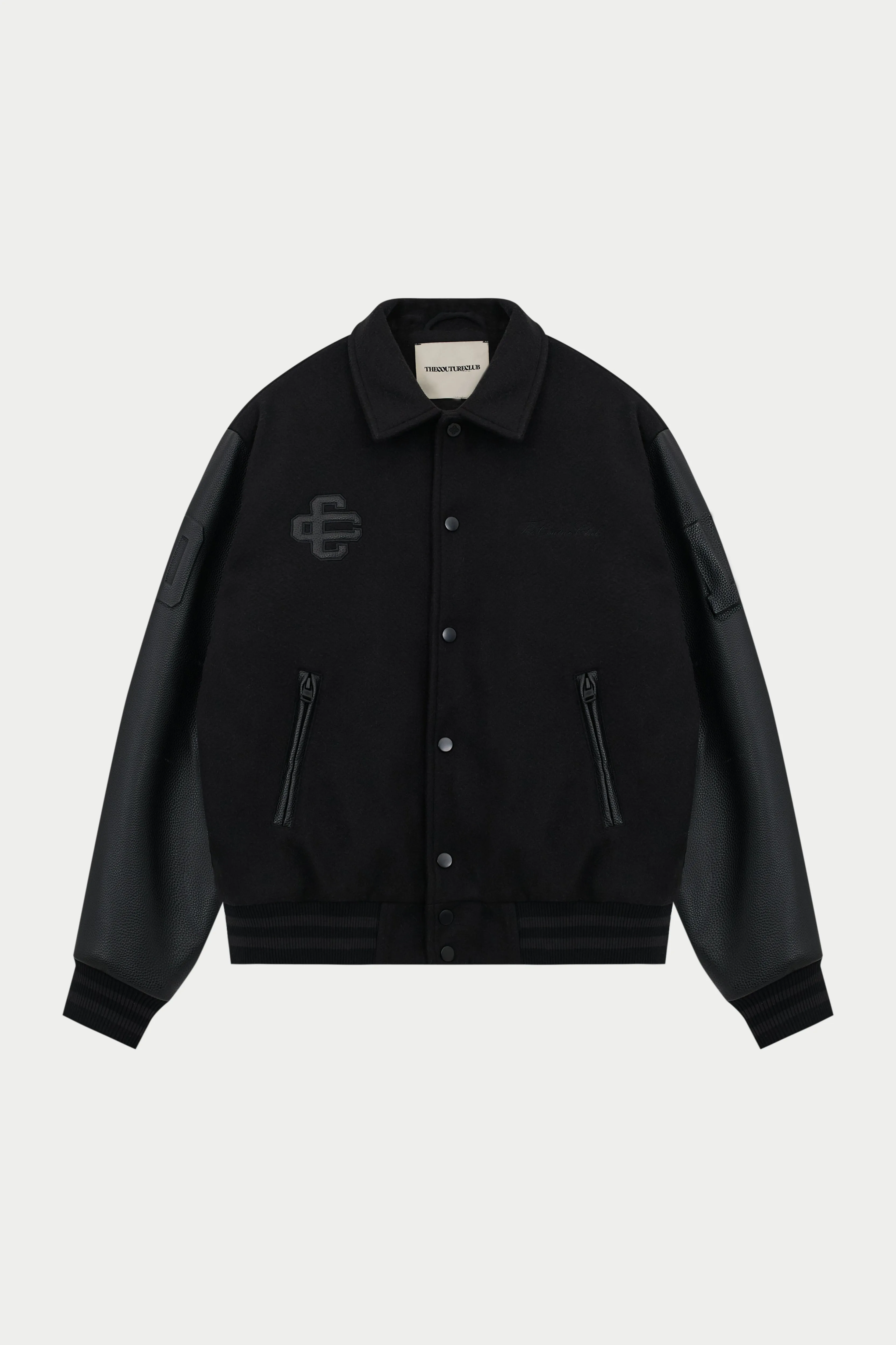 EMBLEM CHENILLE VARSITY JACKET - BLACK