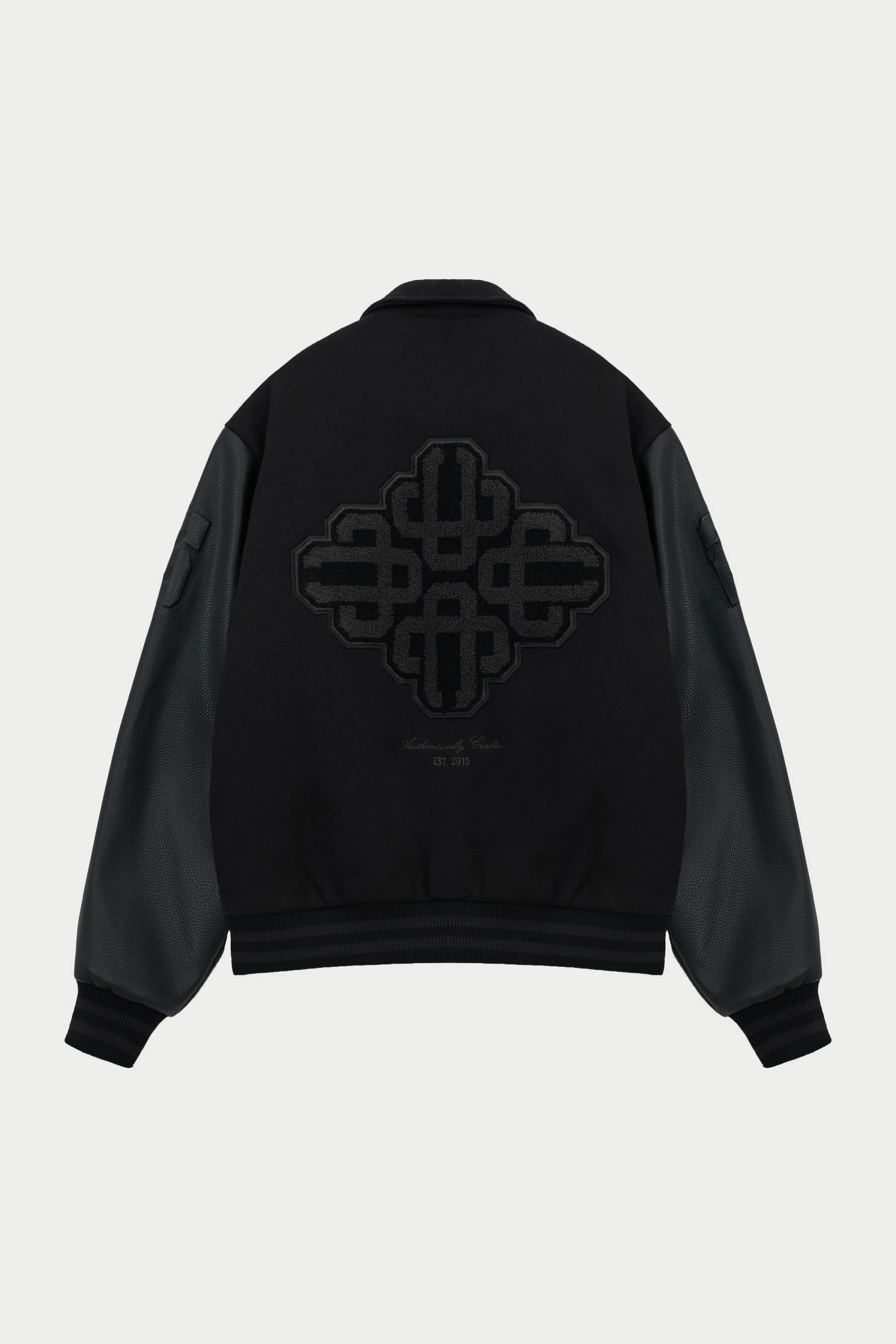 EMBLEM CHENILLE VARSITY JACKET - BLACK