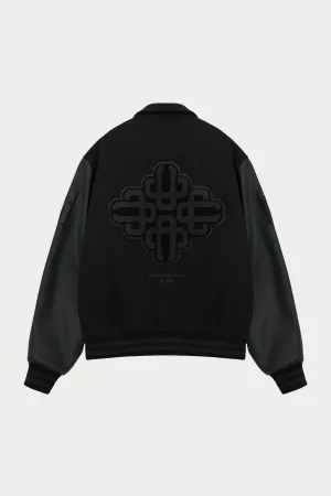 EMBLEM CHENILLE VARSITY JACKET - BLACK