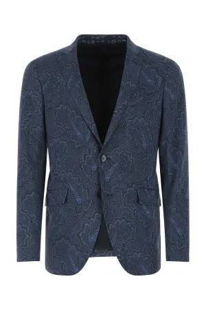 Etro Patterned Jacquard Single Breasted Blazer