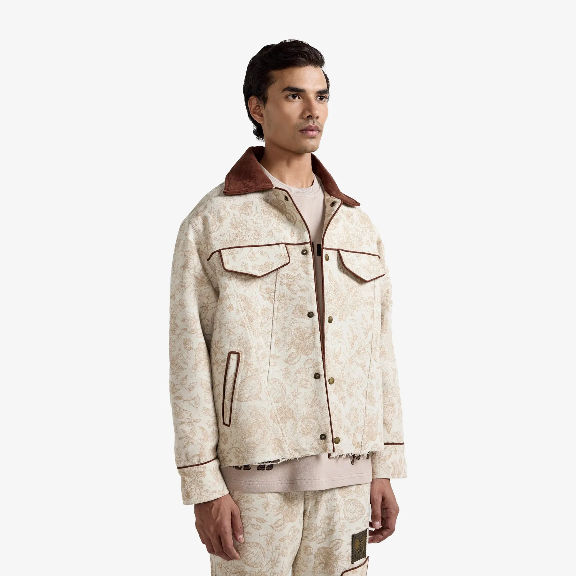 F A R A K | HANDMADE JACQUARD JACKET { BEIGE
