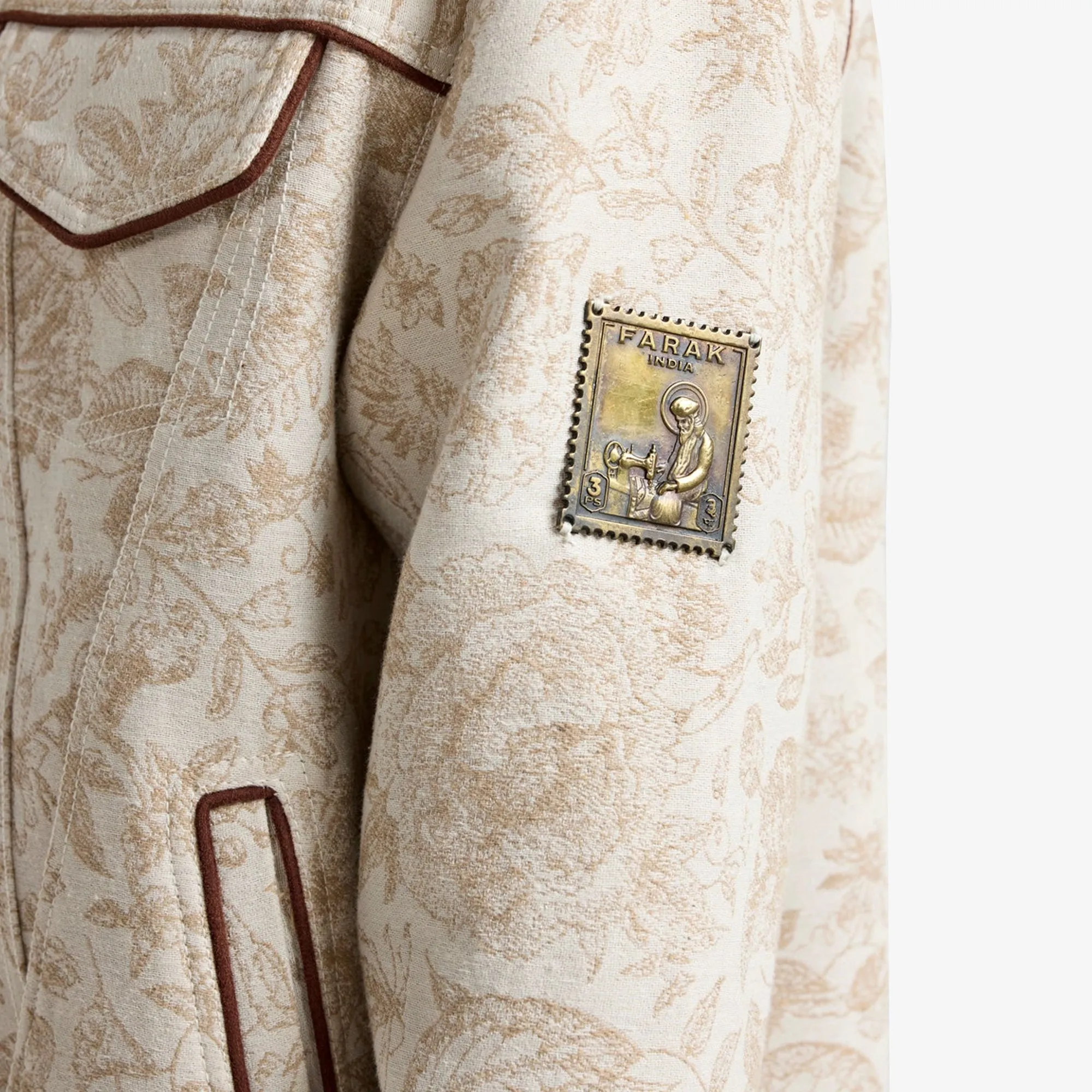 F A R A K | HANDMADE JACQUARD JACKET { BEIGE
