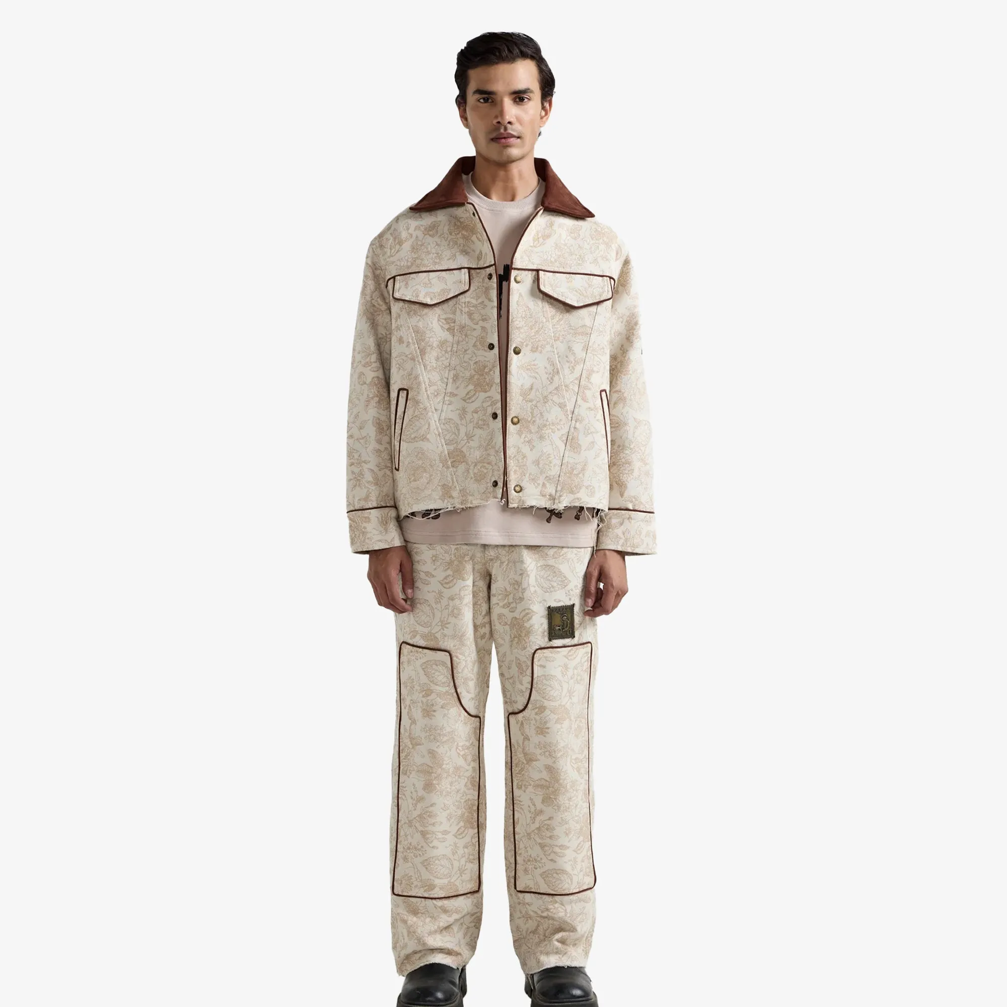 F A R A K | HANDMADE JACQUARD JACKET { BEIGE
