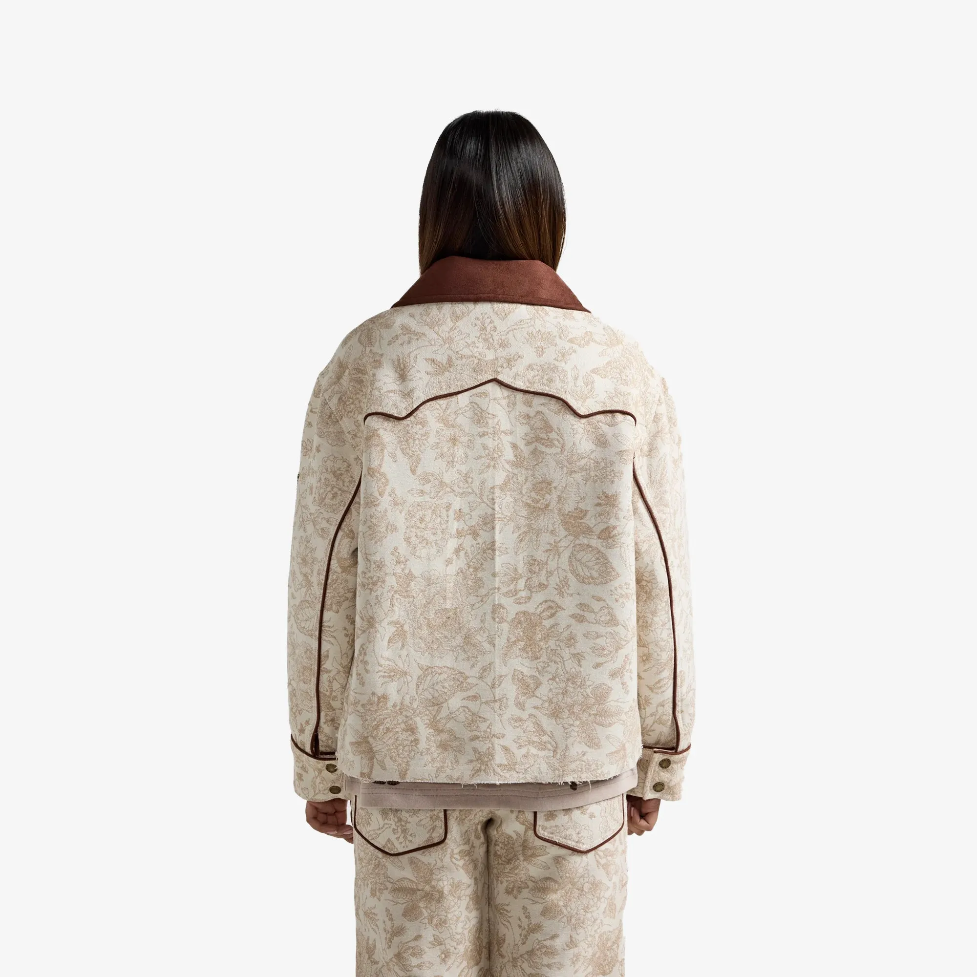 F A R A K | HANDMADE JACQUARD JACKET { BEIGE