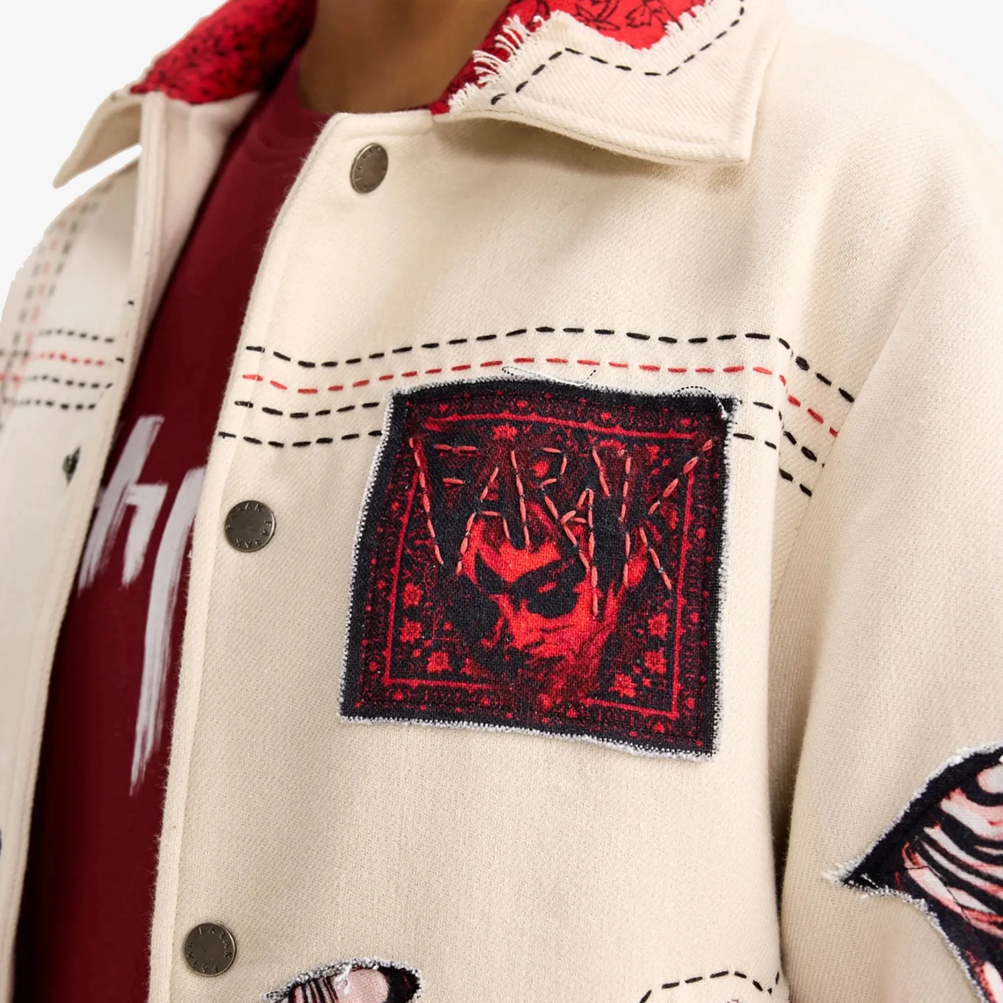 F A R A K | KHAYALI PULAO HANDMADE JACKET { RED/BEIGE
