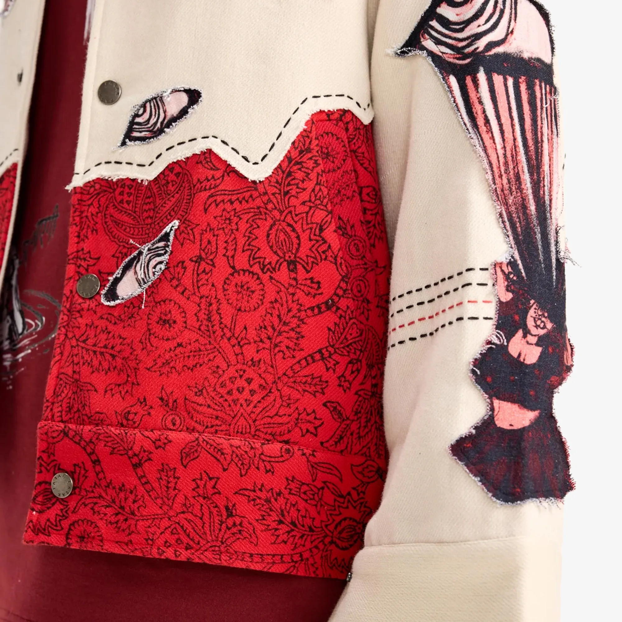 F A R A K | KHAYALI PULAO HANDMADE JACKET { RED/BEIGE